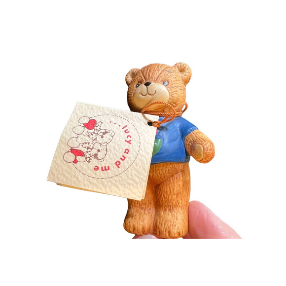 Vintage Collectible Lucy & Me Blue Tulip Shirt Bear Lucy Rigg ENESCO 1979 W/ Tag - Picture 3 of 8